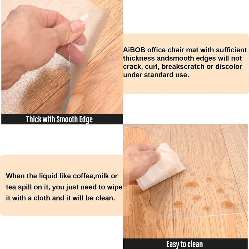 AiBOB Chair Mat for Hardwood Floor, 36 X 48 inches Desk Chair Mat for Wood and Tile Floors, Protection Mats for Office and Home, Easy Glide for Chairs - Image 4